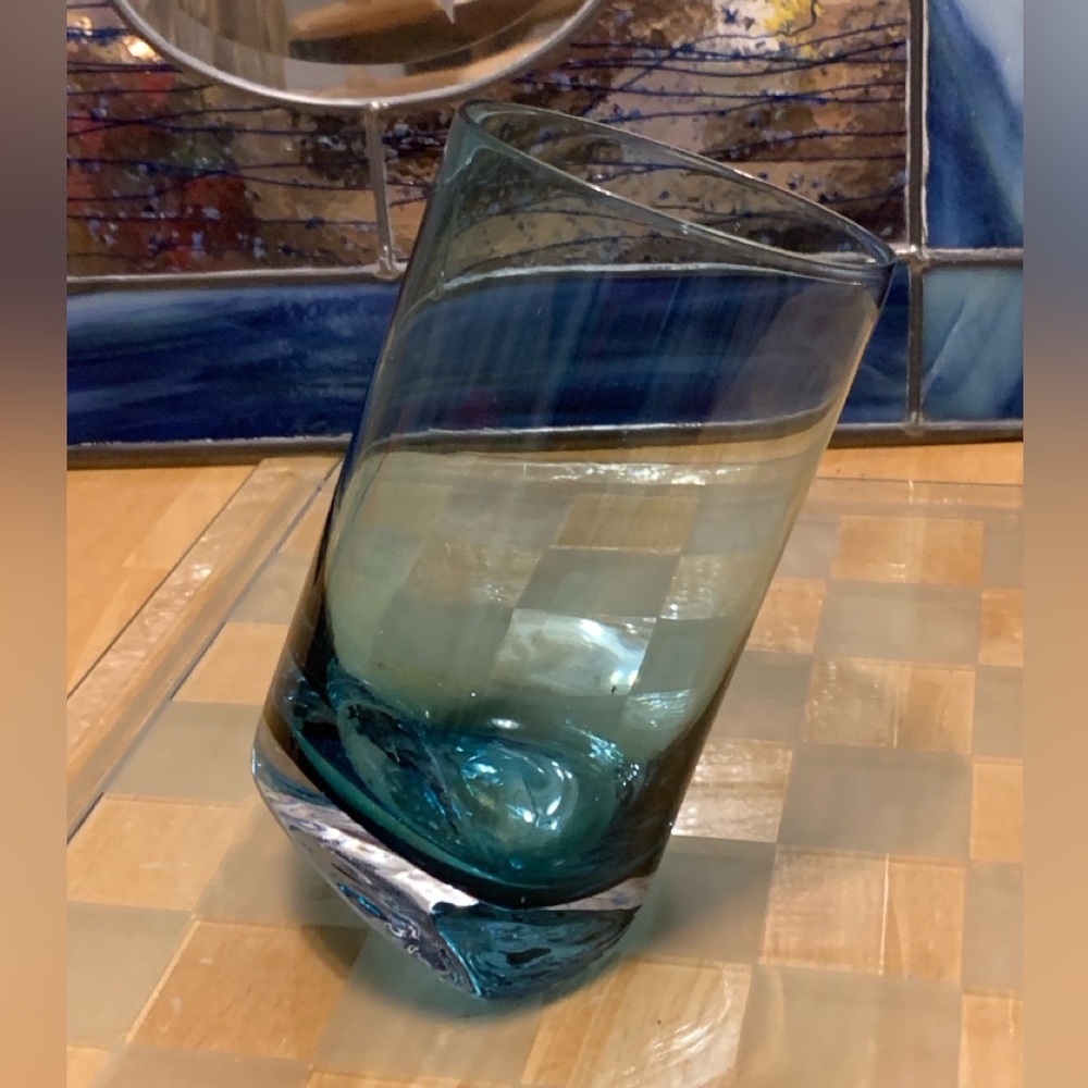 Vintage Slanted Drinking Glass Collectible Art Glass